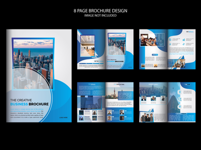 宣传册模板设计和 8 页商业创意企业渐变形状(Brochure Template design and 8 Page Business creative Corporate gradient shapes)