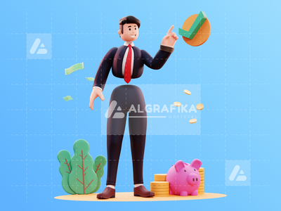 3d 字符商人图(3D Character Businessman Illustration)