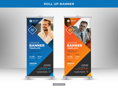 企业卷起横幅或传单社交媒体帖子模板(Corporate roll up banner or flyer social media post template)