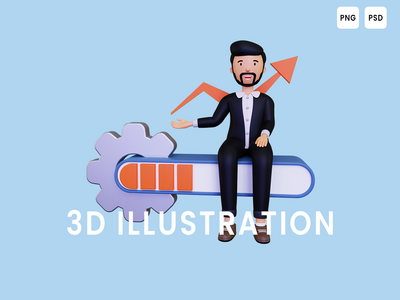 显示流程图的 3d 商人(3d Businessman showing process chart)