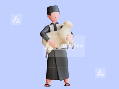 宰牲节穆巴拉克的 3D 字符插图(3D Charcter Illustration Eid Al Adha Mubarak)