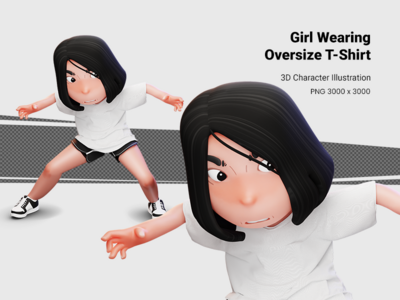 3D 女孩插图(3D girl illustration)