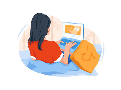 亚洲女性使用互联网进行直播视频教程。(Asian woman using internet for tutorial live video.)