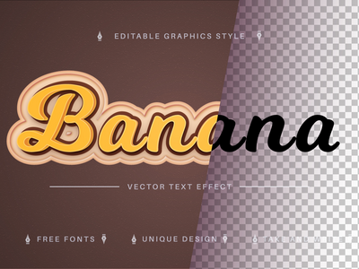 Banana - 可编辑的文字效果，字体样式(Banana - Editable Text Effect, Font Style)