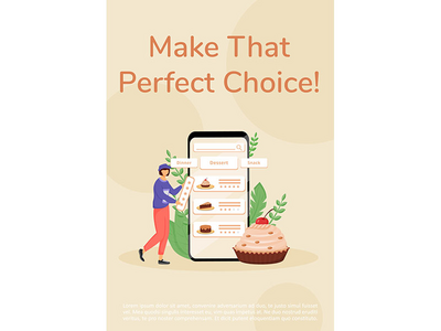 烘焙在线订购海报平面矢量模板(Baking online ordering poster flat vector template)