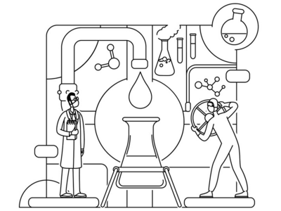 化学分析细线概念矢量图(Chemical analysis thin line concept vector illustration)
