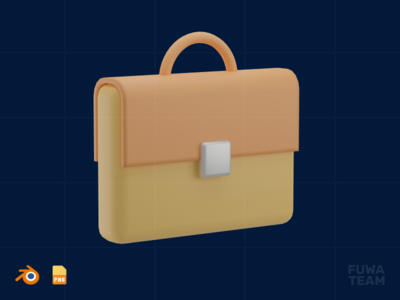 公文包 - 3D 设计思维插图(Briefcase - 3D Design Thinking Illustration)