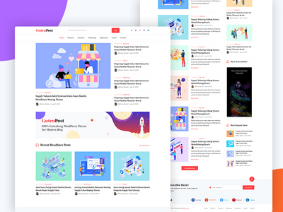 #02 GutenPost- 古腾堡博客网页模板(#02 GutenPost- Gutenberg Blog Web Template)