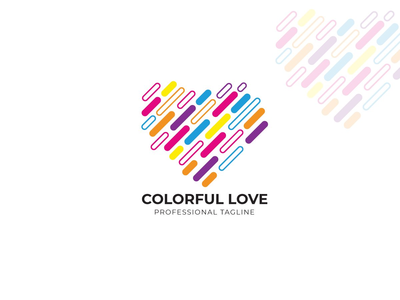多彩的爱标志 硬心标志(Colorful Love Logo Hard Heart Logo)
