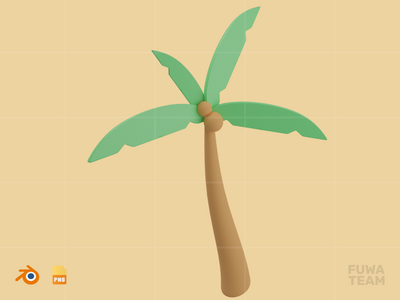 椰子树 - 3D 旅行和假日插画包（正面）(Coconut Tree - 3D Travel & Holiday Illustration Pack (front))