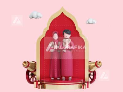 斋月贾巴尔的 3D 人物插图(3D Character Illustration Ramadan Kareem)