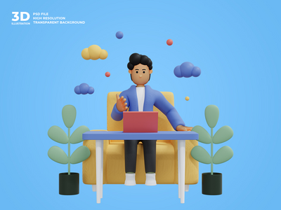 3d 业务人字符图(3d business man character illustration)