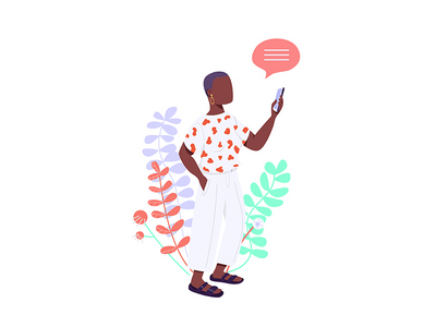 非洲裔美国女性平面彩色矢量不露面人物(African american woman flat color vector faceless character)