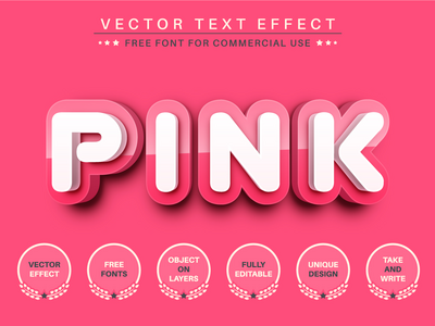 3D 粉色 - 可编辑文本效果，字体样式(3D Pink - Editable Text Effect, Font Style)