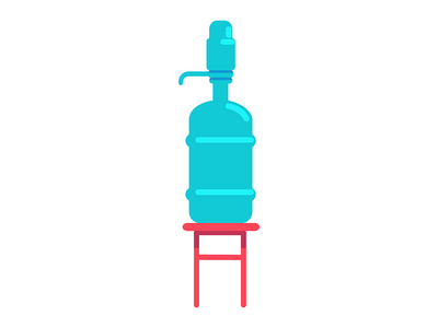 瓶装饮用水手泵半平面彩色矢量对象(Bottled drinking water hand pump semi flat color vector object)