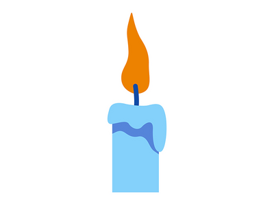 燃烧蓝蜡烛半平面彩色矢量对象(Burning blue candle semi flat color vector object)