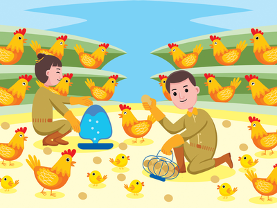 养鸡农民职业矢量图(Chicken Farmer Profession Vector Illustration)
