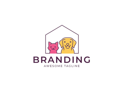 创意独特的狗和猫标志设计(Creative and Unique Dog and Cat Logo Design)