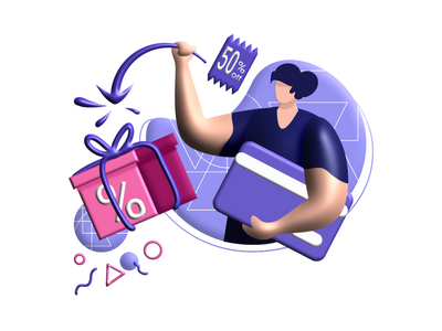 信用卡现金返还 3d 渲染插图以获得优惠券折扣(credit card cashback 3d rendering Illustration for get vouchers discounts)