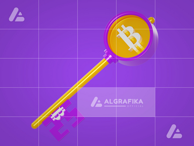 3d 插图比特币密钥安全(3d illustration bitcoin key secure)