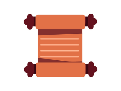 古卷轴半平面彩色矢量对象(Ancient scroll semi flat color vector object)