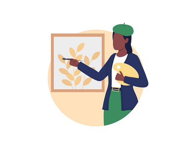 艺术家绘画 2D 矢量隔离插图(Artist painting 2D vector isolated illustration)