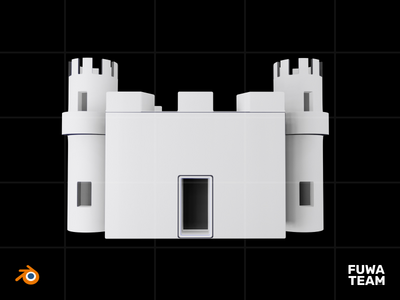 城堡 - 3D 未来主义游戏项目（正面）(Castle - 3D Futuristic game item (front))
