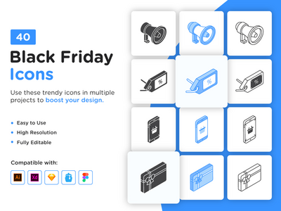 40 个黑色星期五图标(40 Black Friday Icons)
