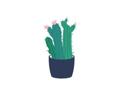 盛开的仙人掌卡通矢量图(Blooming cactus cartoon vector illustration)