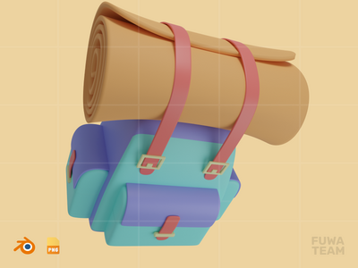 背包 - 3D 旅行和假期插图包(Backpack - 3D Travel & Holiday Illustration Pack)
