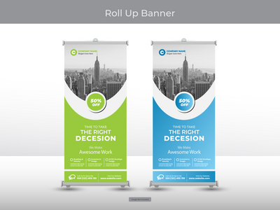 企业卷起横幅或传单社交媒体帖子模板(Corporate roll up banner or flyer social media post template)