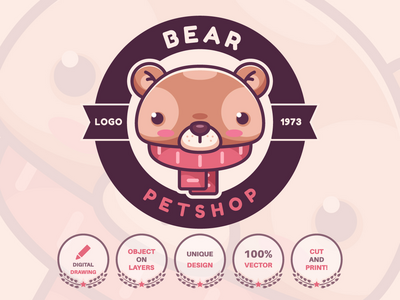 卡通人物动物熊-标识(Cartoon Character Animal Bear - Logotype)