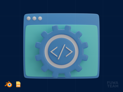 代码优化 - 3D SEO 插图（正面）(Code Optimization - 3D SEO Illustration (front))