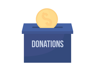 用于捐赠半平面彩色矢量项目的蓝盒(Blue box for donations semi flat color vector item)