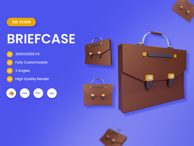 3D 公文包插图(3D Briefcase illustration)