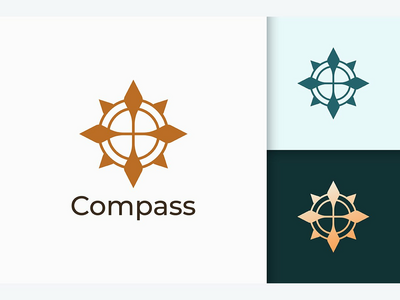 现代奢华风格的指南针标志(Compass Logo in Modern and Luxury Style)