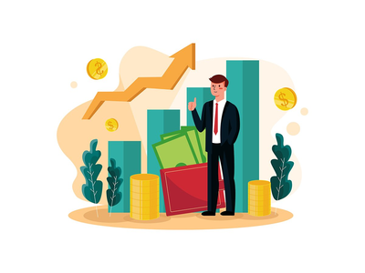 利润丰厚的商人插图(Businessman with large profit Illustration)