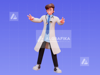 3d 字符男医生插图(3D Character Male Doctor Illustration)