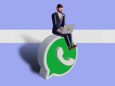 3d 男性角色正在笔记本电脑上打字并坐在 twitter 标志上。 Psd 溢价(3d male character is typing on laptop and sitting on twitter logo. Psd Premium)