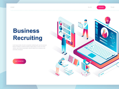 业务招聘等距登陆页面(Business Recruiting Isometric Landing Page)