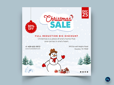 圣诞特卖提供社交媒体模板(Christmas Sale Offers Social Media Templates)