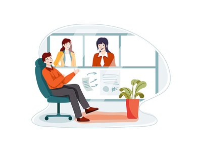 商务会议插图概念(Business Meeting illustration concept)