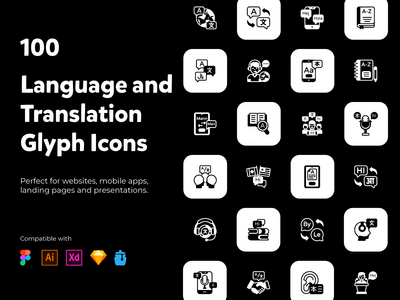 100 个语言和翻译图标(100 Language and Translation Icons)