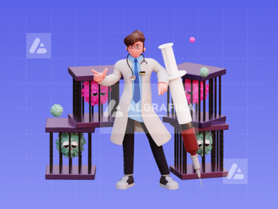 3d 字符男医生插图(3D Character Male Doctor Illustration)