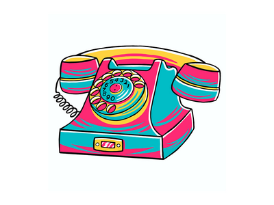 90 年代的氛围-电话矢量图(90's Vibe - Telephone Vector Illustration)
