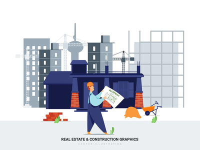 看蓝图/纸的建筑工人(A construction worker looking at a blueprint / paper)