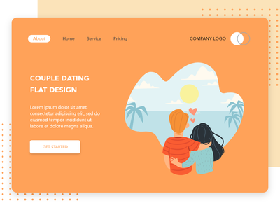 约会应用程序的情侣约会平面设计概念(Couple Dating flat design concept for Dating app)