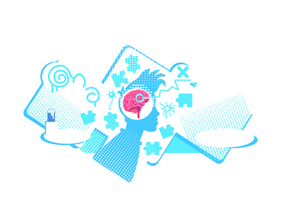 脑功能障碍平面概念矢量图解(Brain dysfunction flat concept vector illustration)