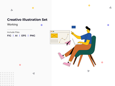 Creativ 插图集-工作(Creativo Illustration Set - Working)