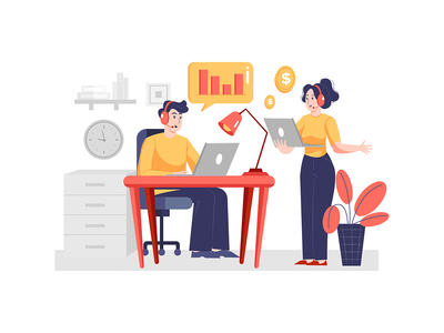 呼叫中心矢量图概念(Call Center Vector Illustration concept)